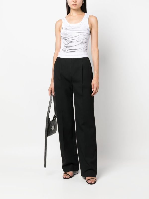 Alexander Wang Black Logo-Waistband Wool Trousers | Browns Straight-Leg Pants