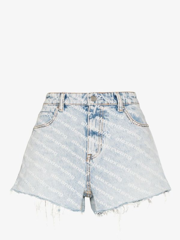 Alexander Wang Blue Bite Logo Denim Shorts | Browns Short & Mini Shorts