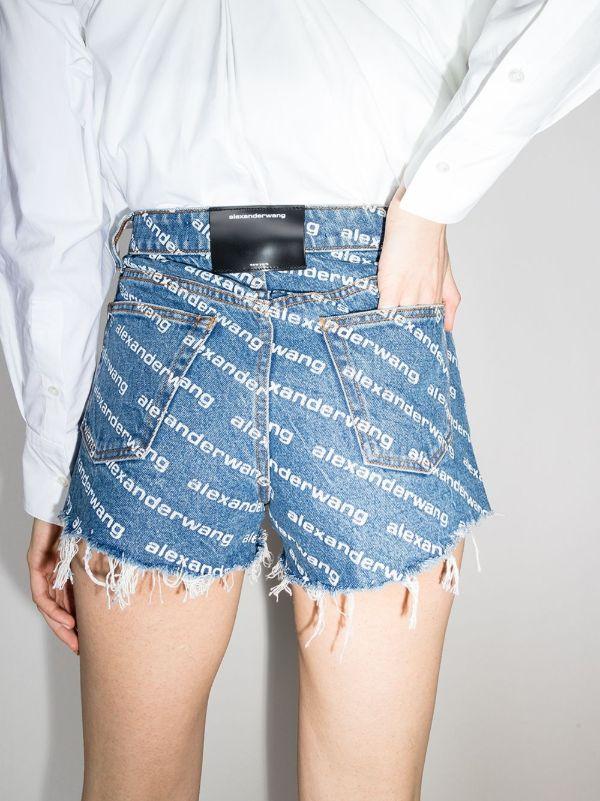 Alexander Wang Blue Bite Logo Print Denim Shorts | Browns Denim Shorts