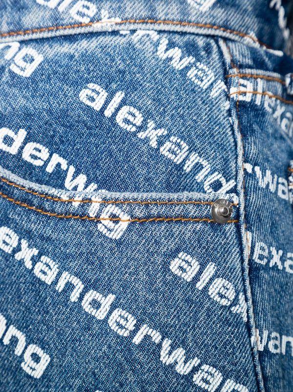 Alexander Wang Blue Bite Logo Print Denim Shorts | Browns Denim Shorts
