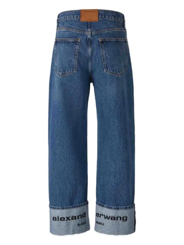Alexander Wang Cuffed Logo-detail Jeans | Browns Straight-Leg Pants