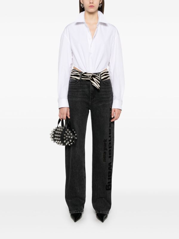 Alexander Wang Logo-Embroidered Jeans | Browns Wide-Leg Jeans