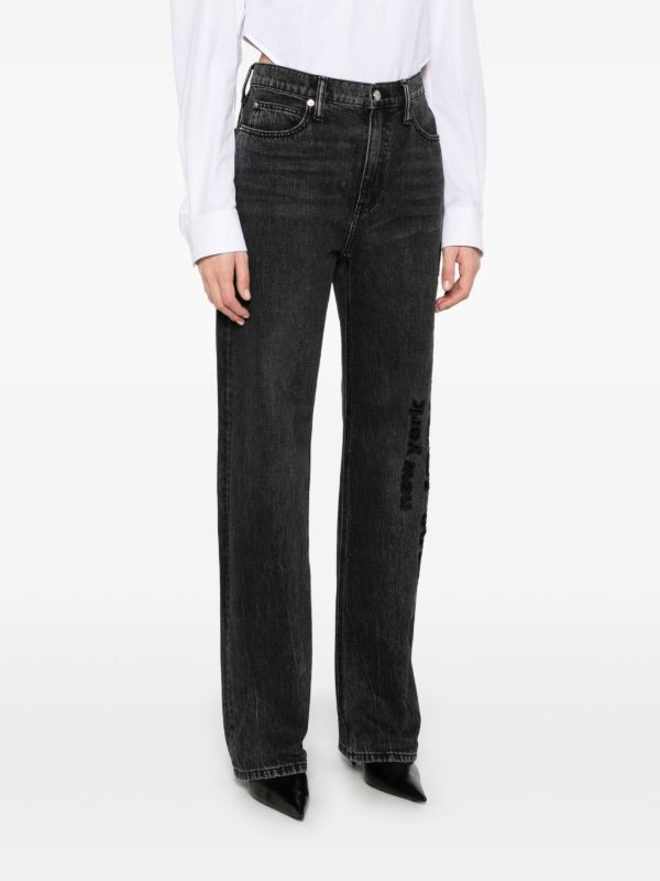 Alexander Wang Logo-Embroidered Jeans | Browns Wide-Leg Jeans