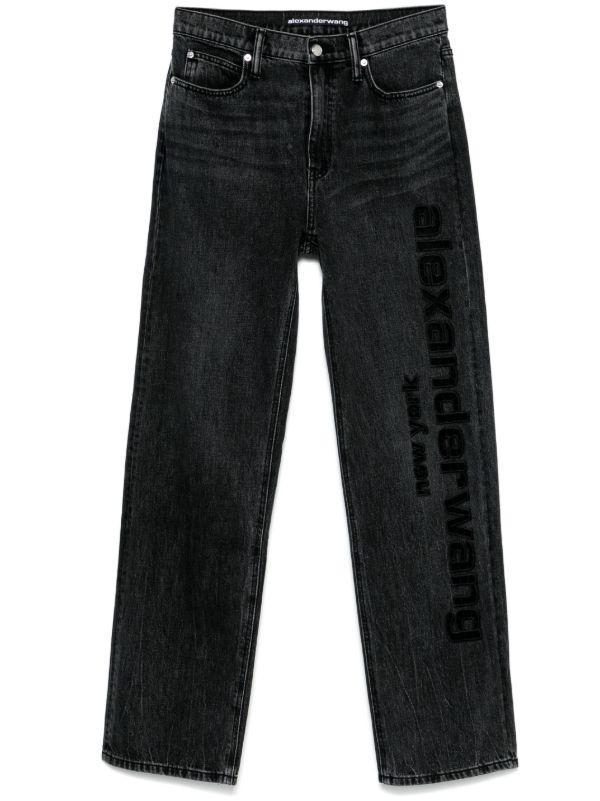 Alexander Wang Logo-Embroidered Jeans | Browns Wide-Leg Jeans