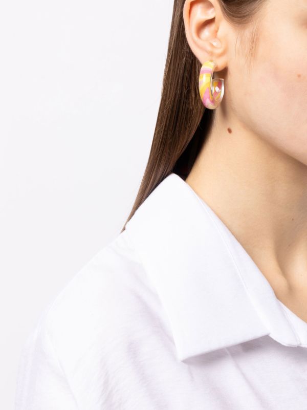 Alison Lou 14K Yellow Gold Small Groovy Print Jelly Hoop Earrings | Browns Fine Earrings