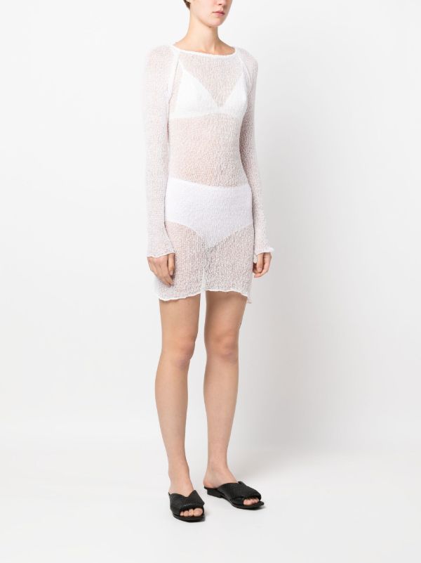 Ambra Maddalena White Andy Open-knit Mini Dress | Browns Day Dresses