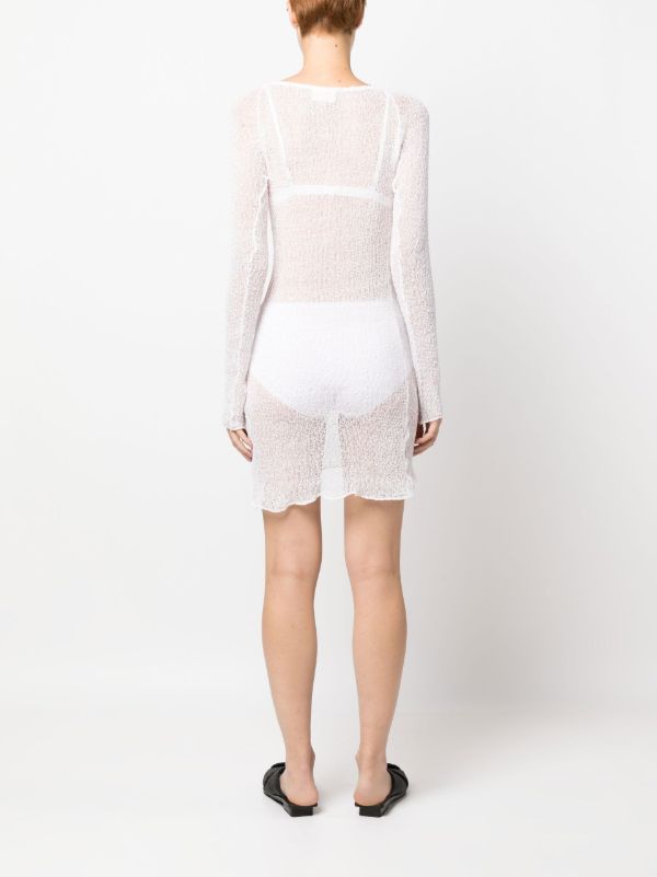 Ambra Maddalena White Andy Open-knit Mini Dress | Browns Day Dresses