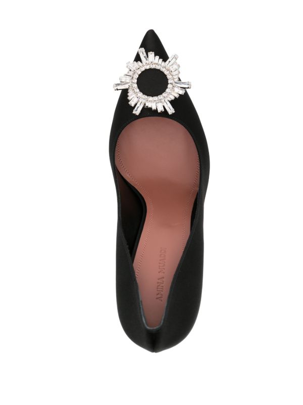 Amina Muaddi Black Begum 95 Crystal Pumps | Browns Pumps