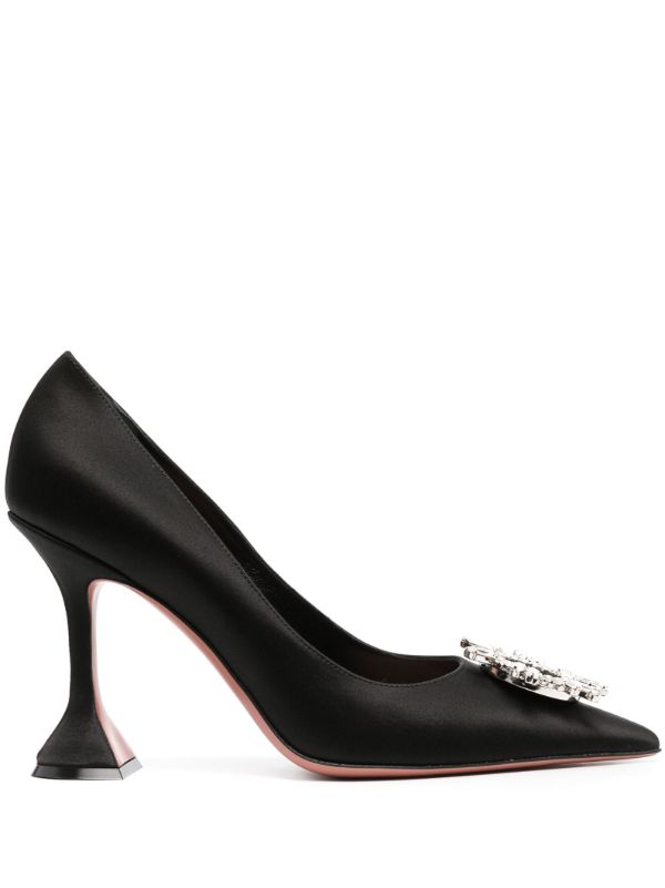 Amina Muaddi black Begum 95 crystal pumps | Browns Pumps