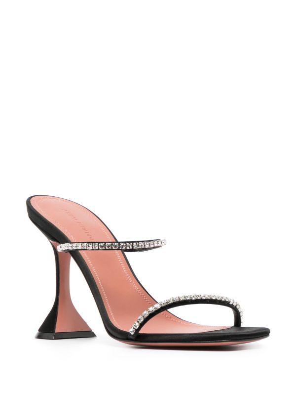 Amina Muaddi Black Gilda 95 Crystal Sandals | Browns Sandals