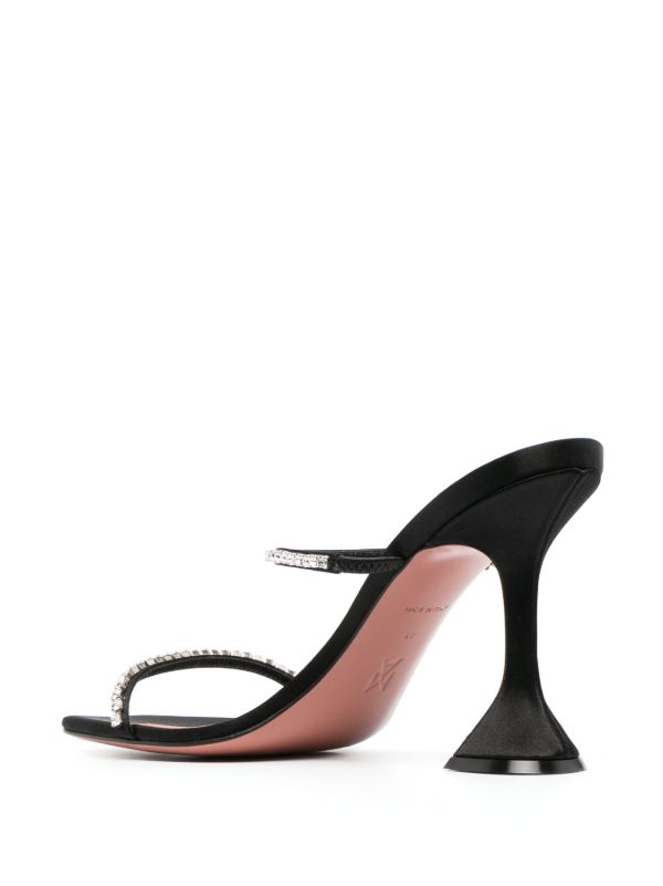 Amina Muaddi Black Gilda 95 Crystal Sandals | Browns Sandals