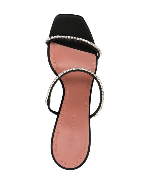 Amina Muaddi Black Gilda 95 Crystal Sandals | Browns Sandals