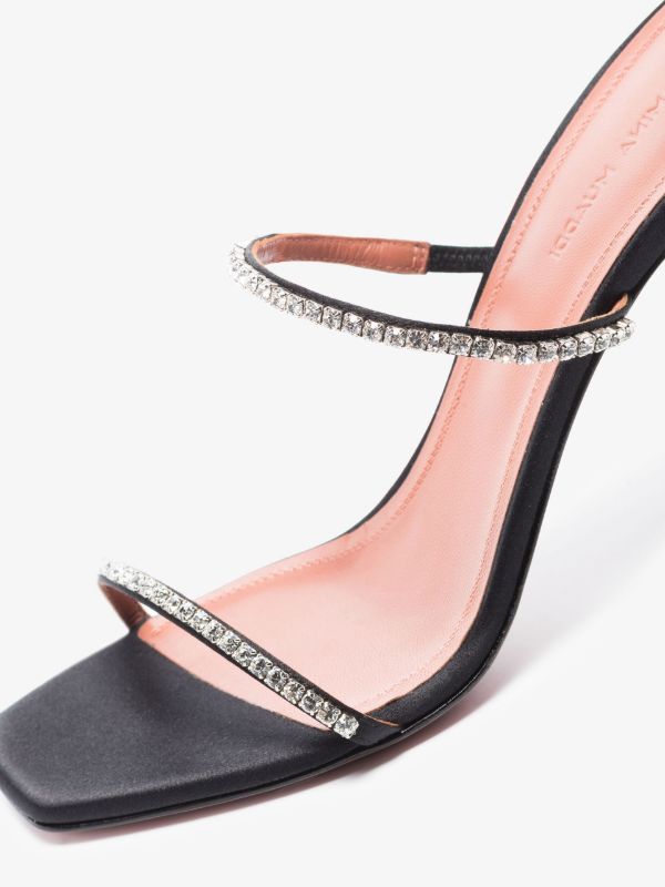 Amina Muaddi Black Gilda 95 Crystal Sandals | Browns Sandals