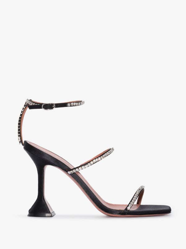 Amina Muaddi black Gilda 95 crystal sandals | Browns Sandals