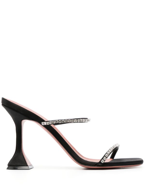 Amina Muaddi black Gilda 95 crystal sandals | Browns Sandals