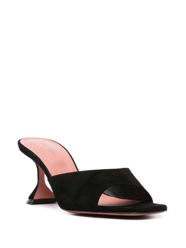 Amina Muaddi Black Lupita 70mm Suede Mules | Browns Mules