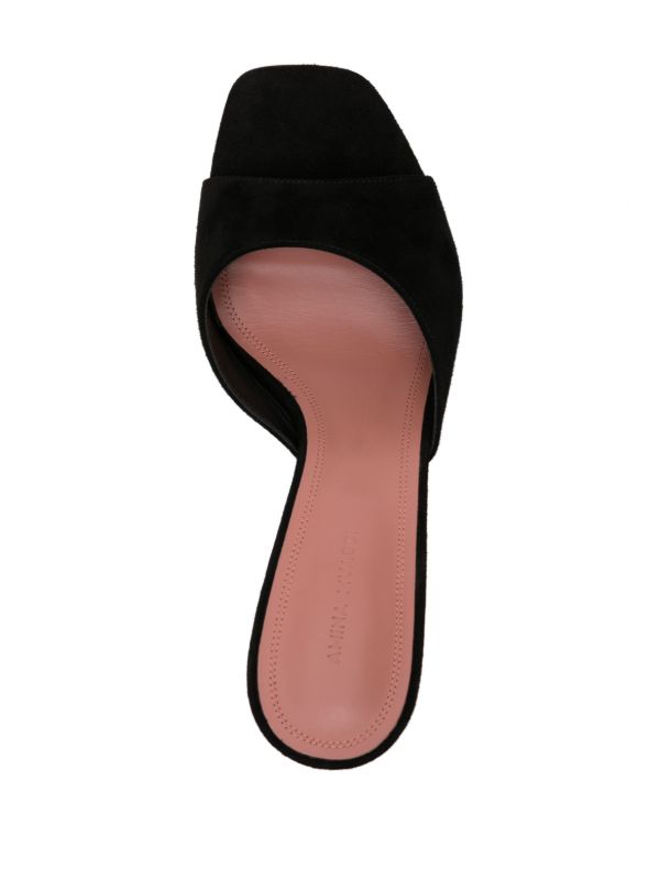 Amina Muaddi Black Lupita 70mm Suede Mules | Browns Mules