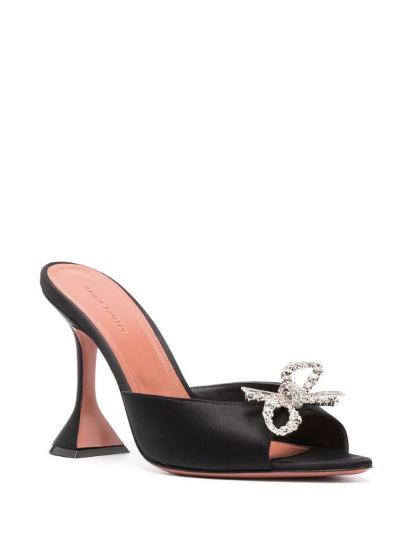 Amina Muaddi Black Rosie 95 Crystal Mules | Browns Mules