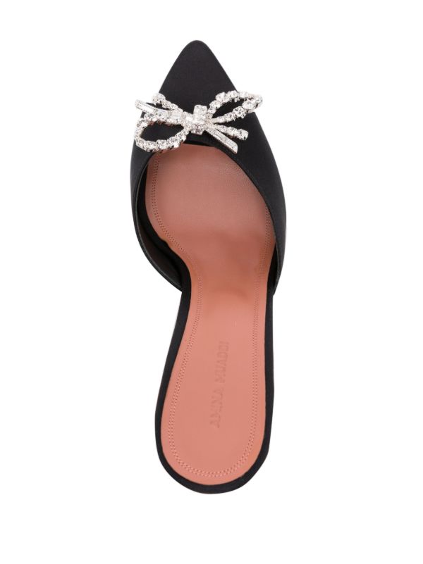 Amina Muaddi Black Rosie 95 Crystal Mules | Browns Mules