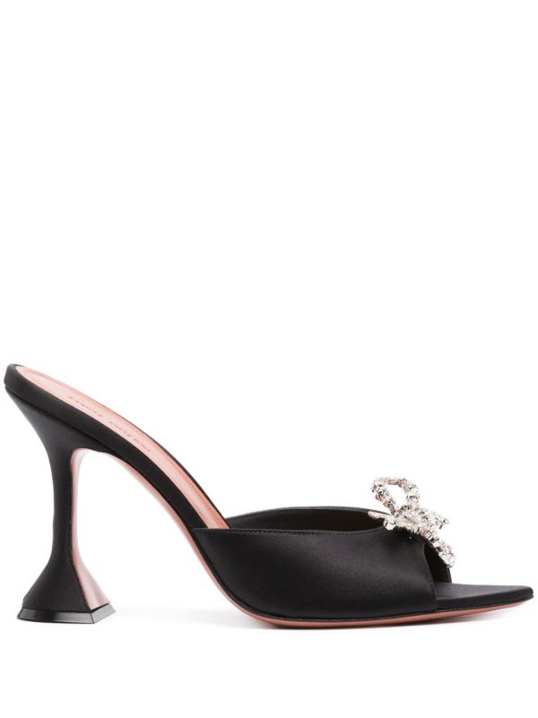 Amina Muaddi Black Rosie 95 Crystal Mules | Browns Mules