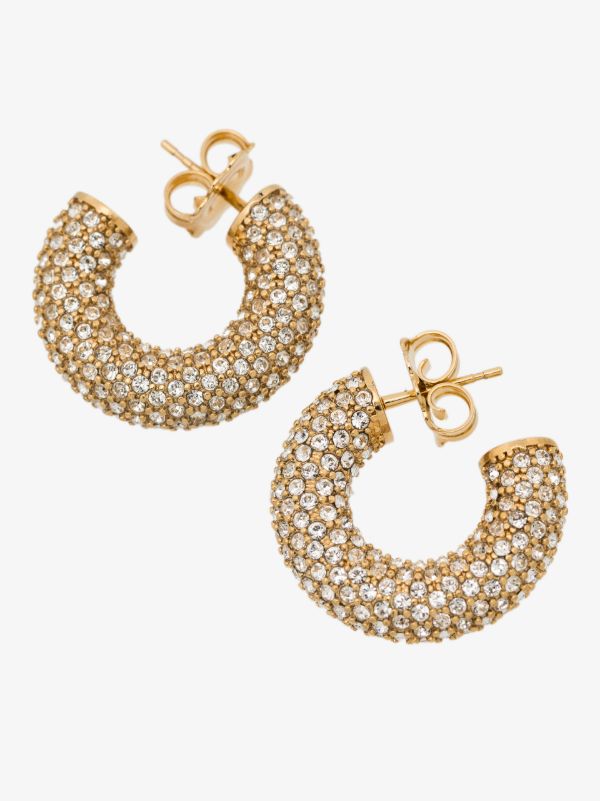 Amina Muaddi Gold-tone Cameron Mini Crystal Hoop Earrings | Browns Earrings