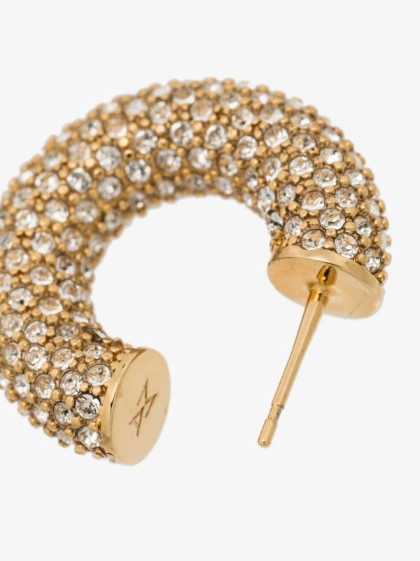 Amina Muaddi Gold-tone Cameron Mini Crystal Hoop Earrings | Browns Earrings