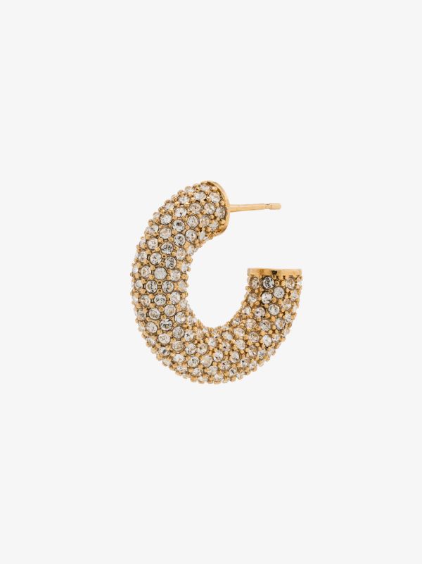 Amina Muaddi gold-tone Cameron mini crystal hoop earrings | Browns Earrings