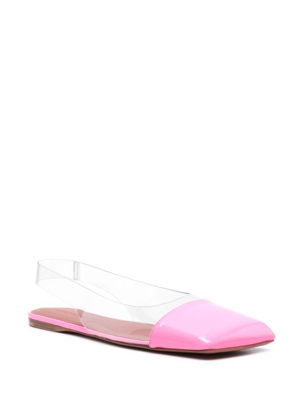 Amina Muaddi Pink Ane Slingback Leather Ballet Flats | Browns Ballerina Shoes