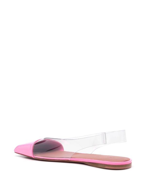 Amina Muaddi Pink Ane Slingback Leather Ballet Flats | Browns Ballerina Shoes