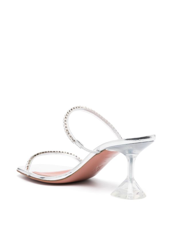 Amina Muaddi Silver Gilda 70 Crystal Sandals | Browns Sandals