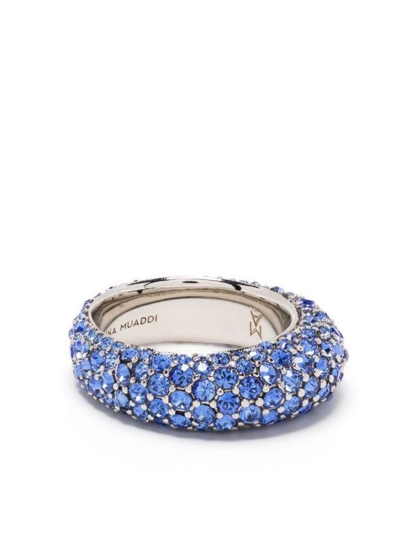 Amina Muaddi silver-tone Cameron crystal ring | Browns Rings