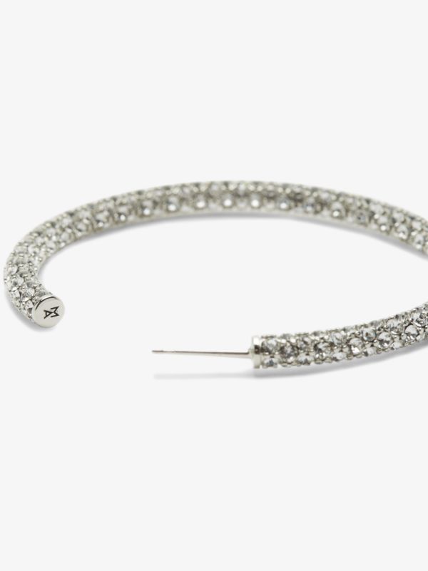 Amina Muaddi Silver Tone Pavé Crystal Large Hoop Earrings | Browns Earrings