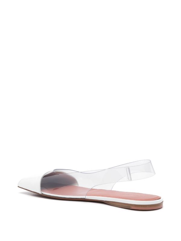Amina Muaddi White Ane Slingback Leather Ballet Flats | Browns Ballerina Shoes