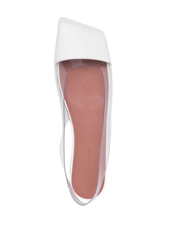 Amina Muaddi White Ane Slingback Leather Ballet Flats | Browns Ballerina Shoes