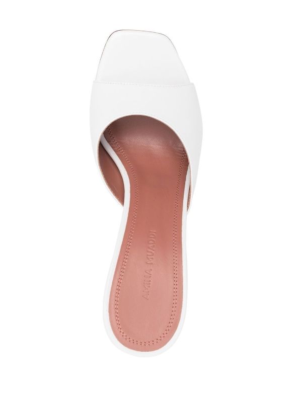 Amina Muaddi White Lupita 95 Mules | Browns Mules