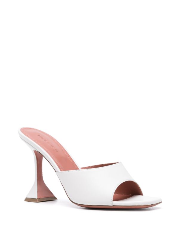 Amina Muaddi White Lupita 95mm Leather Mules | Browns Mules