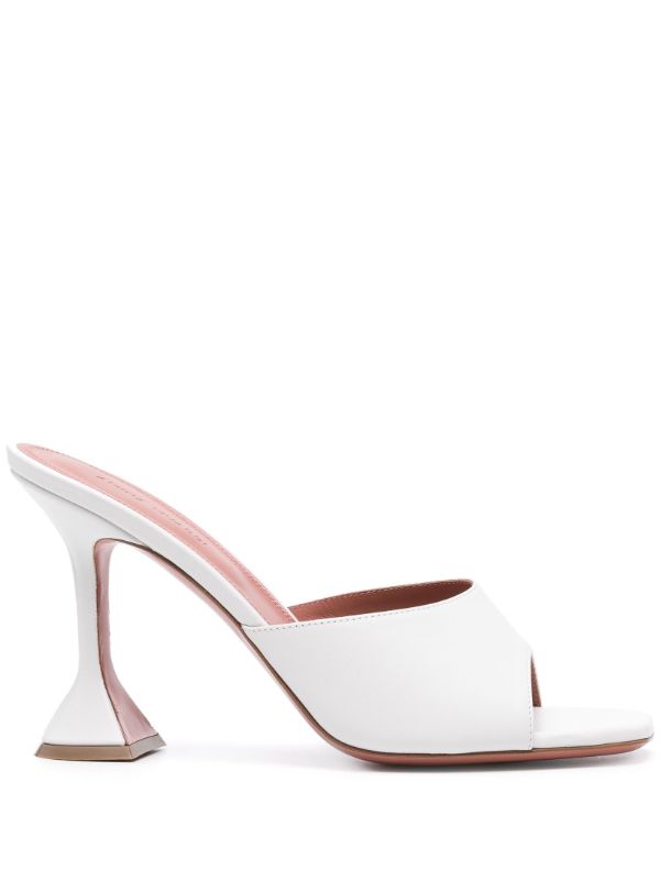 Amina Muaddi White Lupita 95mm Leather Mules | Browns Mules