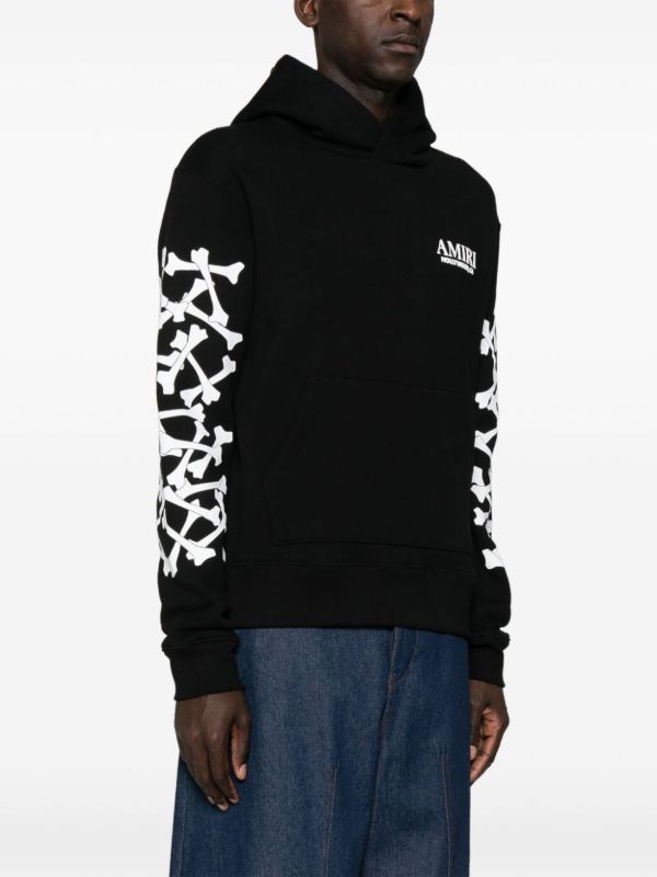 AMIRI Black Bones Stacked Cotton Hoodie | Browns Hoodies