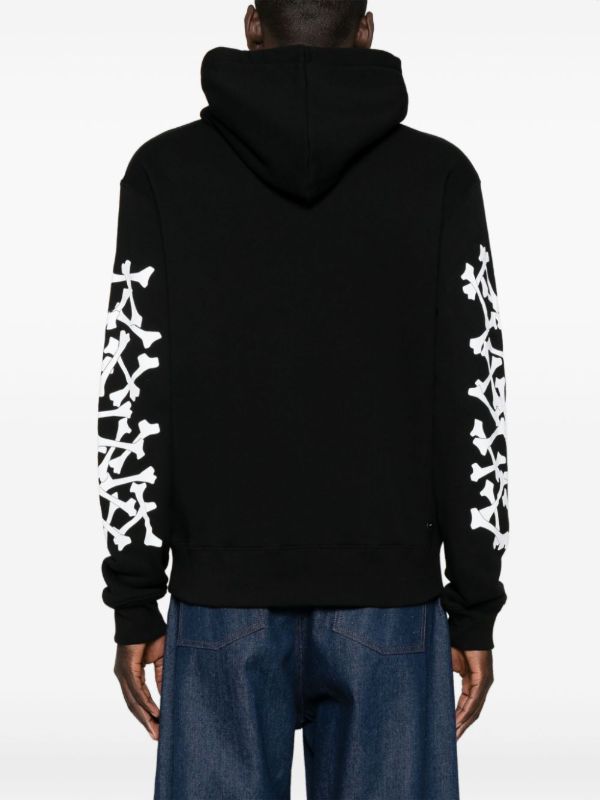 AMIRI Black Bones Stacked Cotton Hoodie | Browns Hoodies