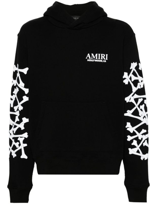 AMIRI Black Bones Stacked Cotton Hoodie | Browns Hoodies