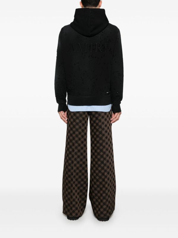 AMIRI Black Distressed Hoodie | Browns Hoodies