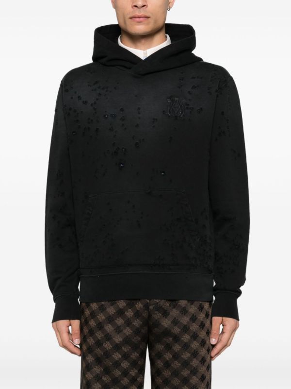 AMIRI Black Distressed Hoodie | Browns Hoodies