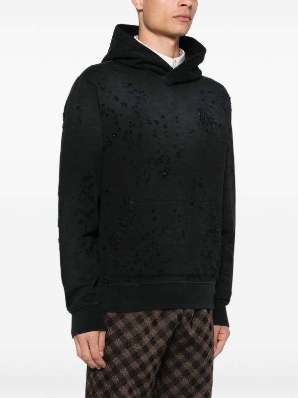 AMIRI Black Distressed Hoodie | Browns Hoodies