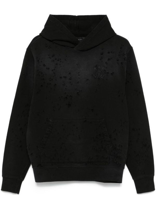 AMIRI Black Distressed Hoodie | Browns Hoodies