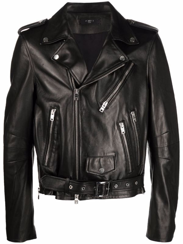 AMIRI Black Leather Biker Jacket | Browns Biker Jackets