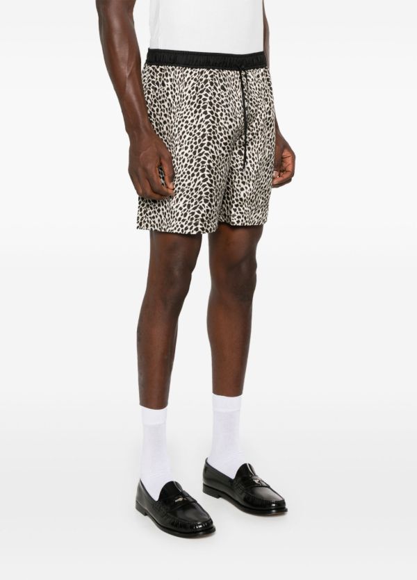 AMIRI Black Leopard Print Shorts | Browns Deck Shorts