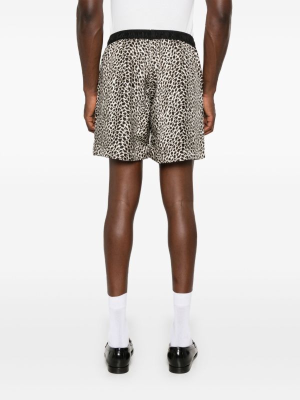 AMIRI Black Leopard Print Shorts | Browns Deck Shorts