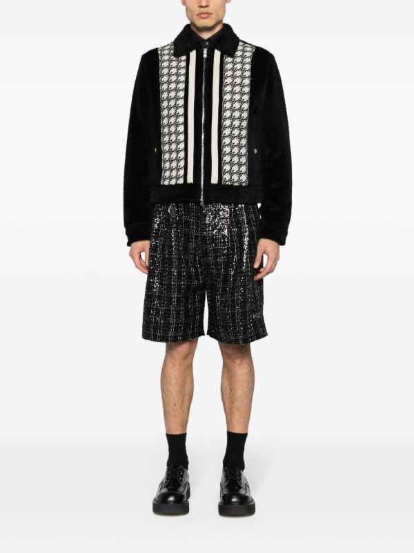 AMIRI Black Sequin Check Shorts | Browns Bermuda Shorts