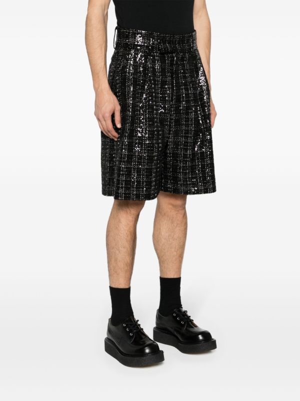 AMIRI Black Sequin Check Shorts | Browns Bermuda Shorts