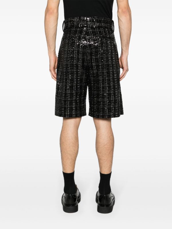 AMIRI Black Sequin Check Shorts | Browns Bermuda Shorts
